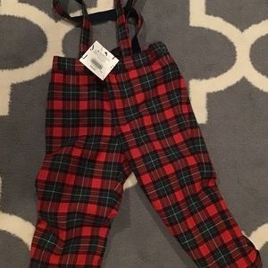 Janie & Jack Boys 18/24 month Tartan Suspender pants